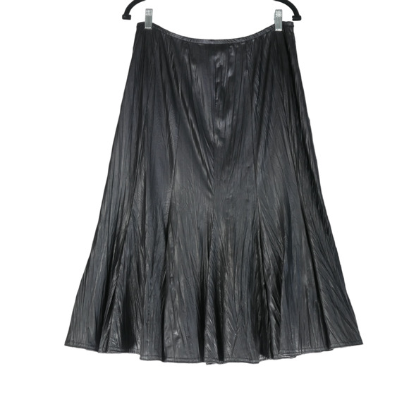 Vintage Joseph Ribkoff Faux Leather Midi Skirt Womens Size 14 Black Pull On - Picture 7 of 9